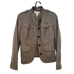 Banana Republic Gray Wool Stretch Military Style Jacket